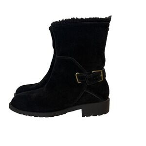 Cole Haan Boots Womens Size 7 Black‎ Suede Waterproof Faux Fur Lined W15745